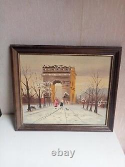 Peinture a huile ancienne sur bois 27,5 x 23 cm