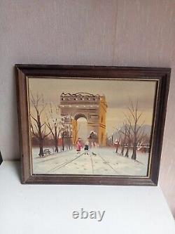 Peinture a huile ancienne sur bois 27,5 x 23 cm