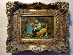 Peinture à l'huile sur bois Carvers & Gilders 4 chatons Picture Makers England