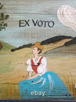 Peinture à l'huile sur bois Ex-Voto Christianisme fin XIXème siècle