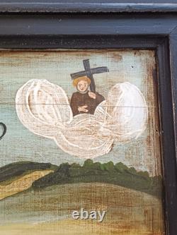 Peinture à l'huile sur bois Ex-Voto Christianisme fin XIXème siècle