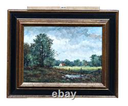 Peinture à l'huile sur bois, signée Rolf Heider, paysage de Dachau, encadrée