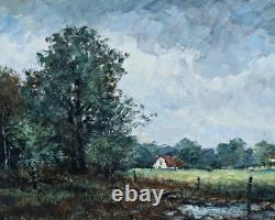 Peinture à l'huile sur bois, signée Rolf Heider, paysage de Dachau, encadrée