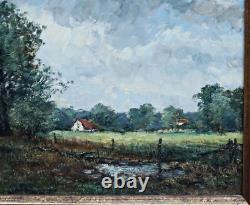 Peinture à l'huile sur bois, signée Rolf Heider, paysage de Dachau, encadrée