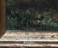 Peinture à l'huile sur bois, signée Rolf Heider, paysage de Dachau, encadrée