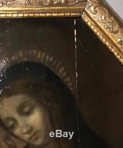 Peinture ancienne 17ème, Ecole Espagnole, La Vierge et l'Enfant Jésus