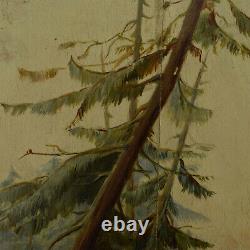 Peinture ancienne à l'huile sur bois de 1890 Le Grand Tétras 60x42 cm