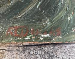 Peinture ancienne sur bois fin XIXème début XXème signature à identifier