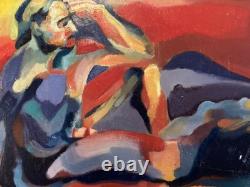Peinture huile 1950 panneau Bois Expressionnisme Fauve Expressionniste Art Brut