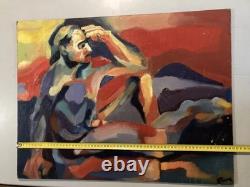 Peinture huile 1950 panneau Bois Expressionnisme Fauve Expressionniste Art Brut