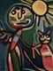 Peinture Huile Panneau Bois Expressionnisme Fauve Expressionniste 1950 Art Brut