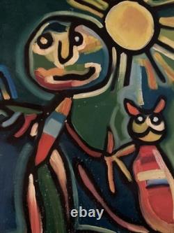 Peinture huile panneau Bois Expressionnisme Fauve Expressionniste 1950 Art Brut