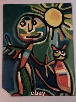 Peinture huile panneau Bois Expressionnisme Fauve Expressionniste 1950 Art Brut
