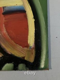 Peinture huile panneau Bois Expressionnisme Fauve Expressionniste 1950 Art Brut