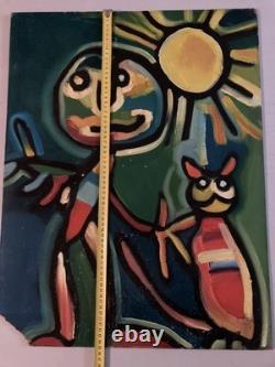 Peinture huile panneau Bois Expressionnisme Fauve Expressionniste 1950 Art Brut