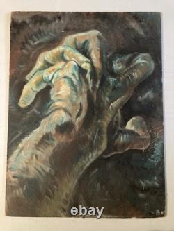 Peinture huile panneau Bois Expressionnisme Fauve Expressionniste 1950 Main Art