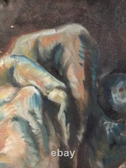 Peinture huile panneau Bois Expressionnisme Fauve Expressionniste 1950 Main Art