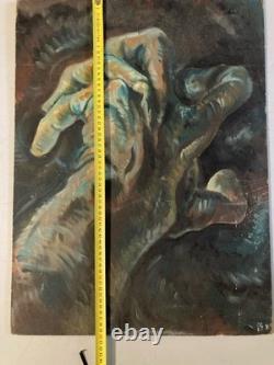 Peinture huile panneau Bois Expressionnisme Fauve Expressionniste 1950 Main Art