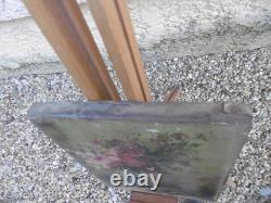 Peinture huile sur bois. Nature morte florale style expressionniste, 1907. Signée