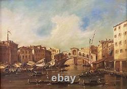 Peinture huile sur toile Paysage de Venise E. Jacob