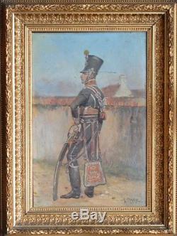 Peinture militaire Officier 10e Rgt HUSSARDS Empire Napoléon 19e Maurice Orange
