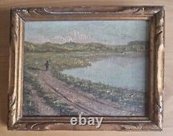 Peinture sur Bois Tableau Peintre Paysage de campagne en bord de mer