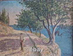 Peinture sur Bois Tableau Peintre Paysage de campagne en bord de mer