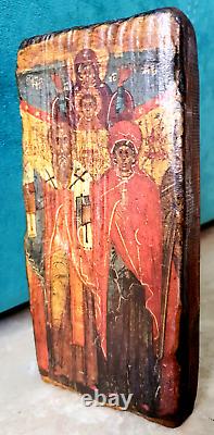 Peinture sur bois icônes religieuses prêtres saints orthodoxes en excellent état