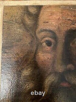 Peinture sur bois portrait d'homme, peut-être Léonard de Vinci