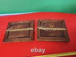 Peintures Anciennes sur Bois Miniature Scènes Paysannes. Ma réf. EB SER 038-4