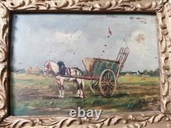 Peintures Anciennes sur Bois Miniature Scènes Paysannes. Ma réf. EB SER 038-4