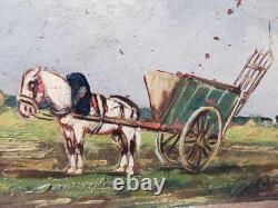 Peintures Anciennes sur Bois Miniature Scènes Paysannes. Ma réf. EB SER 038-4