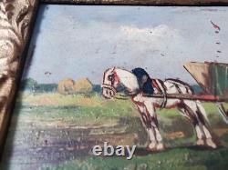 Peintures Anciennes sur Bois Miniature Scènes Paysannes. Ma réf. EB SER 038-4