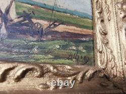 Peintures Anciennes sur Bois Miniature Scènes Paysannes. Ma réf. EB SER 038-4