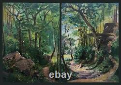 Pendant de tableaux XIX° Sous bois HSP cf. École de Fontainebleau