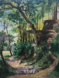 Pendant de tableaux XIX° Sous bois HSP cf. École de Fontainebleau