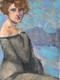 Petit Tableau Art Deco Portrait Jeune Femme Vers 1930 () Hsp
