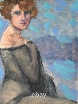 Petit Tableau ART DECO PORTRAIT JEUNE FEMME Vers 1930 () HSP