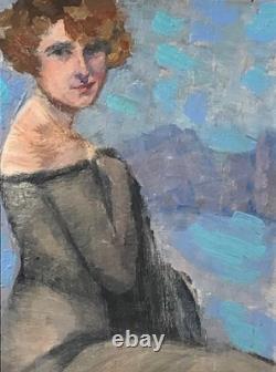Petit Tableau ART DECO PORTRAIT JEUNE FEMME Vers 1930 () HSP