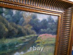 Petit Tableau Ancien Peinture Huile HSP Ecole de Barbizon XIXeme Cadre Bois Dore