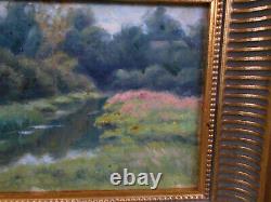 Petit Tableau Ancien Peinture Huile HSP Ecole de Barbizon XIXeme Cadre Bois Dore