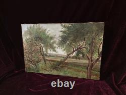 Petit Tableau Ancien Peinture Huile HST Ecole Francaise de Barbizon Campagne XIX