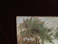 Petit Tableau Ancien Peinture Huile HST Ecole Francaise de Barbizon Campagne XIX