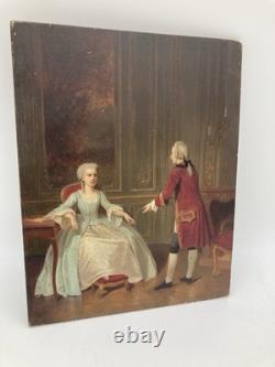 Petit Tableau De Cabinet, Huile Sur Bois, La Pompadour, Autour 1800