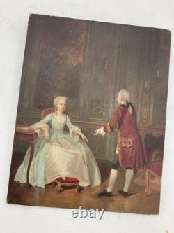 Petit Tableau De Cabinet, Huile Sur Bois, La Pompadour, Autour 1800