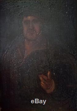 Petit portrait d'un gentilhomme de La Renaissance, huile sur panneau de bois