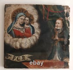 Petit tableau sur bois, ex-voto, XVIIIe siècle, école italienne Petit tableau sur bois, ex-voto, XVIIIe siècle, école italienne