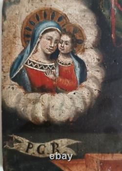Petit tableau sur bois, ex-voto, XVIIIe siècle, école italienne Petit tableau sur bois, ex-voto, XVIIIe siècle, école italienne
