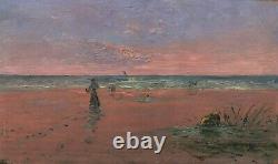 Pierre Léonce FURT peintre Bordeaux tableau marine mer plage dune coucher soleil