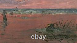 Pierre Léonce FURT peintre Bordeaux tableau marine mer plage dune coucher soleil